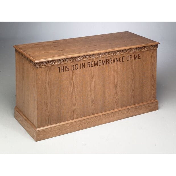 Trinity Closed Communion Table #500- communion table with flowery and grape designs on top