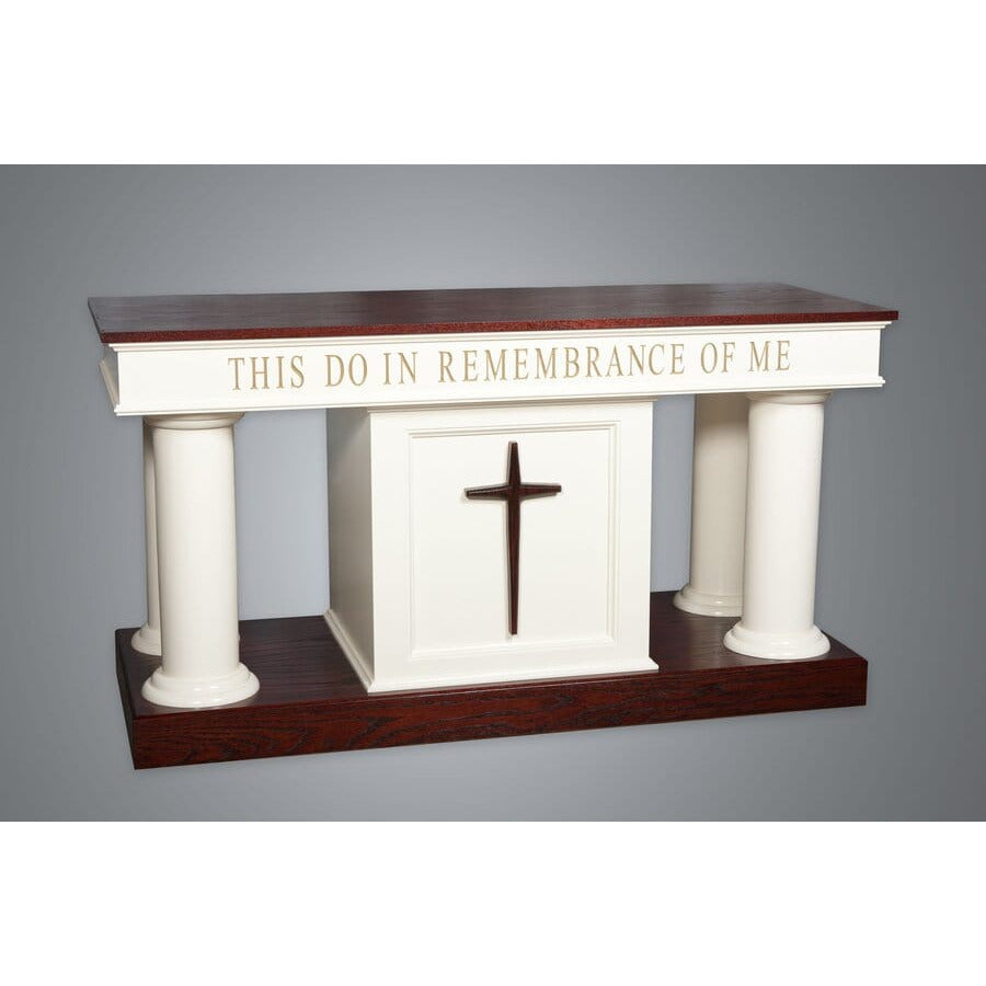 Trinity Open Column Communion Table #810- cross in the middle with four columns