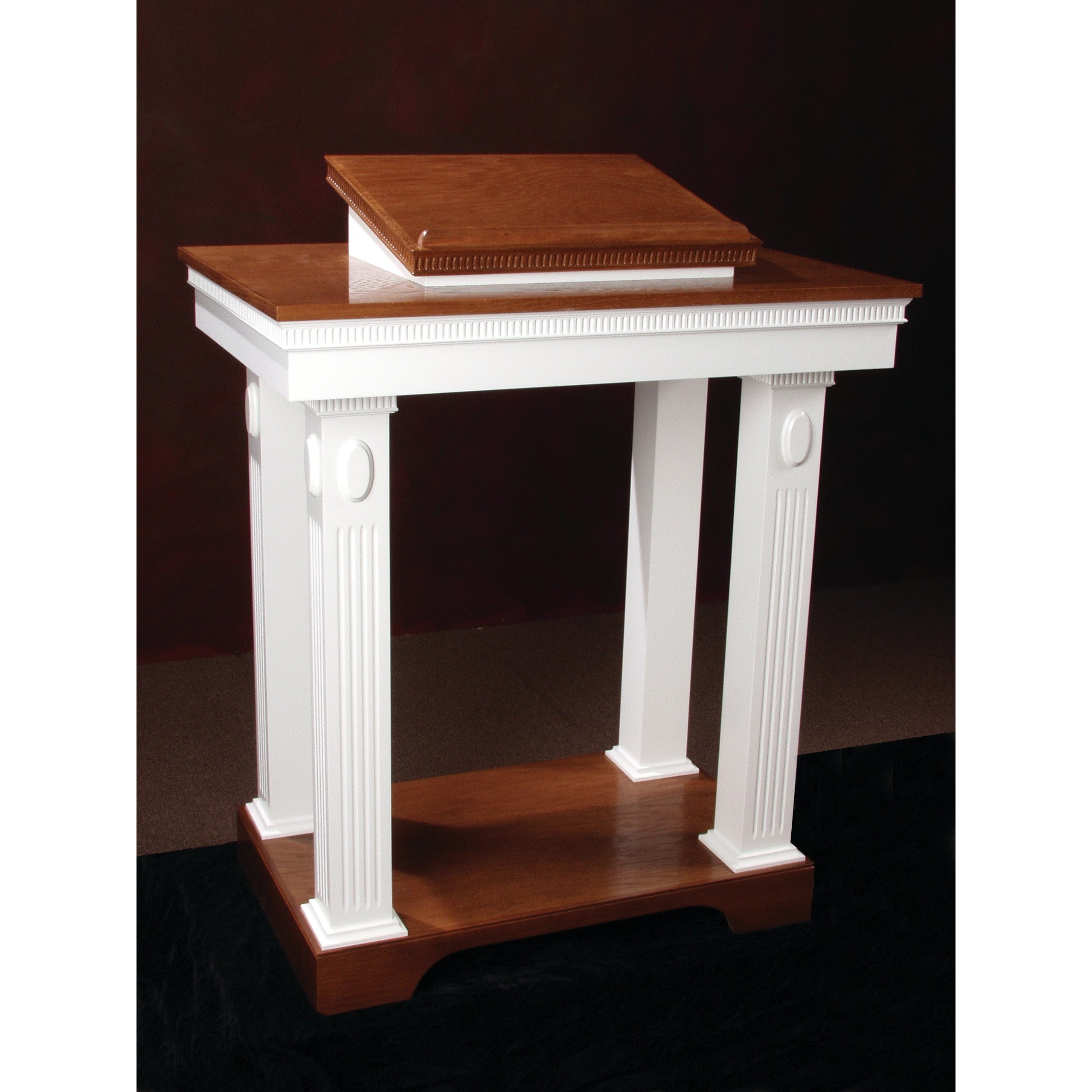 Imperial Woodworks White Open Pulpit TOP-605