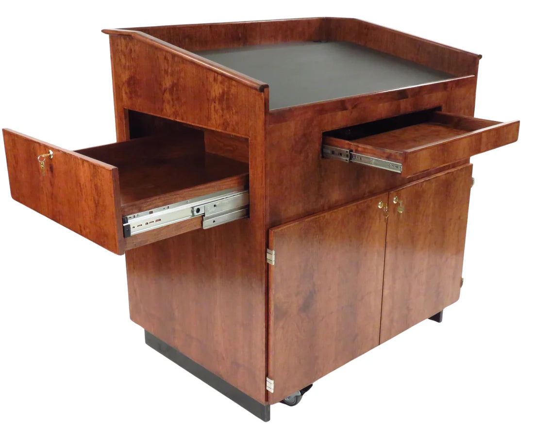 Executive Wood Educator™ Large Multimedia Lectern and Presentation Cart - EDU042