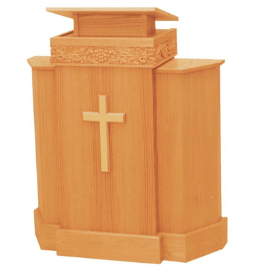 367 Winged Wood Pulpit With Cross