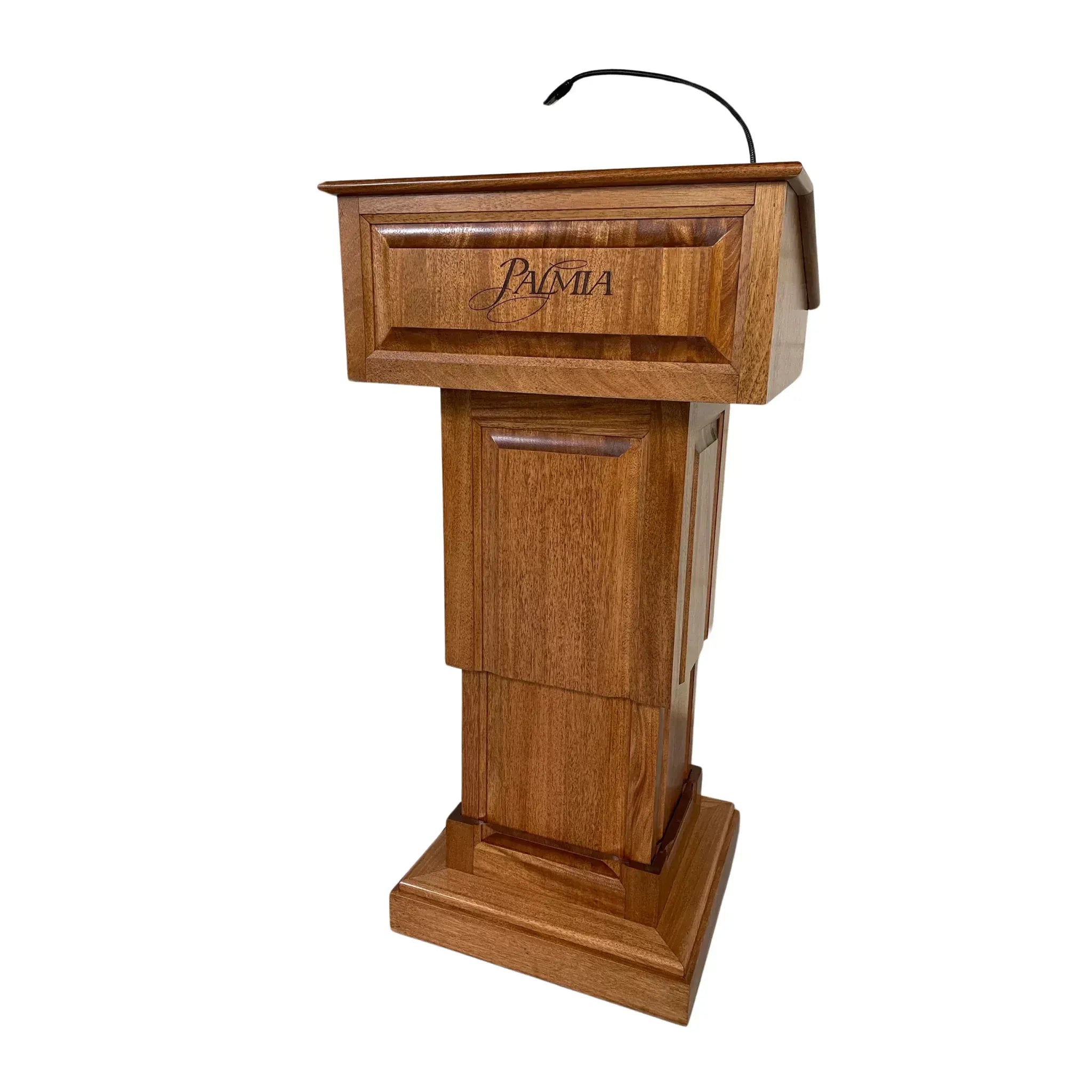 Executive Wood LED Lectern Light – Adjustable Gooseneck Podium Lamp for Presentations & Workstations