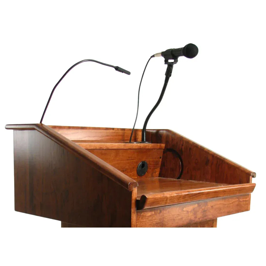 Executive Wood LED Lectern Light – Adjustable Gooseneck Podium Lamp for Presentations & Workstations