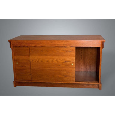 Trinity Closed Communion Table #900 has sliding doors in the back to secure items.