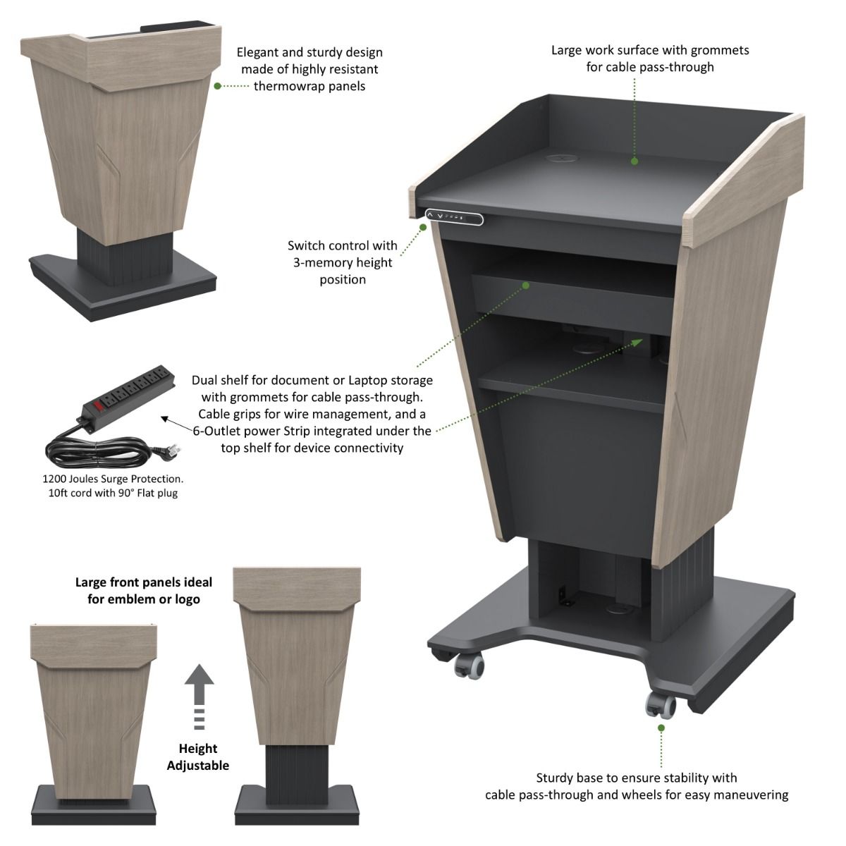 AVFIHeight Adjustable Diplomat and Conference Podium - PDDL25