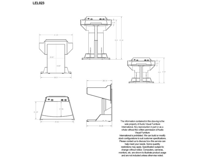 AVFI Height Adjustable Ergonomic Lectern (ADA Compliant) -  LEL023