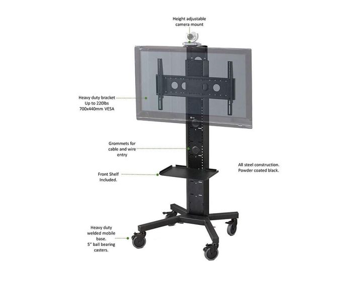 AVFI Mobile Display Stand for Single Monitors - PM-S-FL