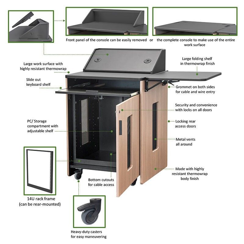 AVFI Multimedia Presentation Podium with Rack Mount - PD5103