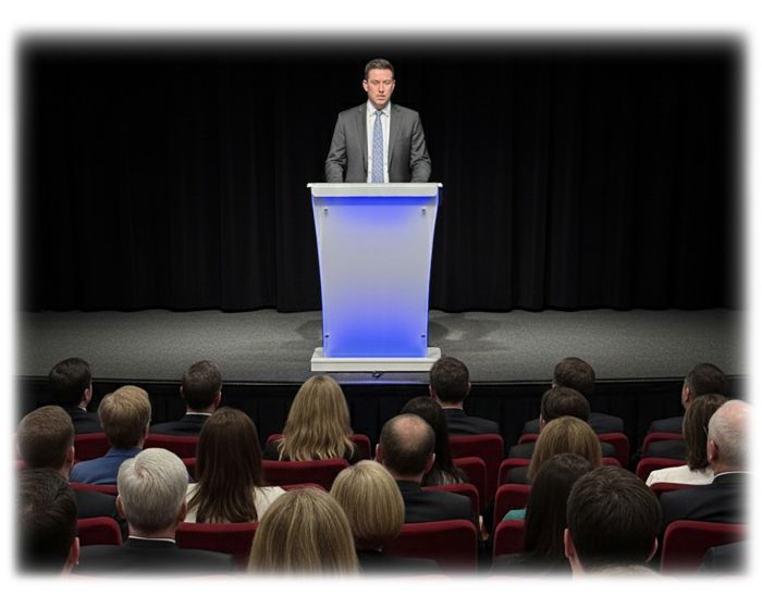 AVFI Wood and Acrylic Lectern PLUS with LED Lights LEX25XL-AF