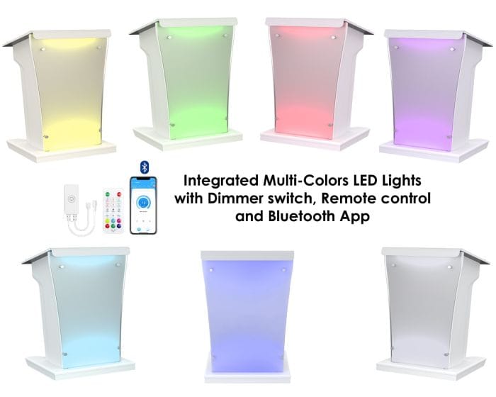 AVFI Wood and Acrylic Lectern PLUS with LED Lights LEX25XL-AF