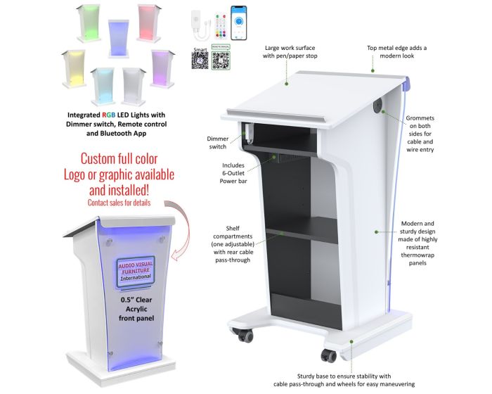 AVFI Wood and Acrylic Lectern with LED Lights - LEX25-AF