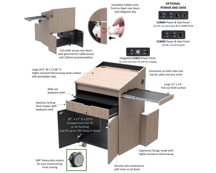 AVFI Modern Educational Multimedia Lectern - LEX230