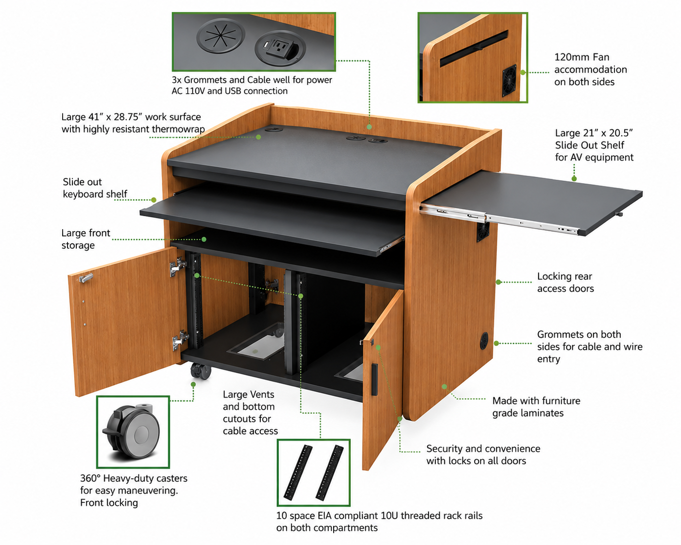 AVFI Modern Flat Top Multimedia Podium - PD3008