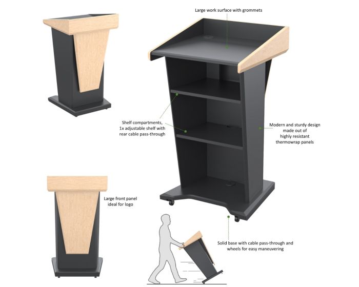 AVFI Modern Mobile Presentation Lectern - LEX2601