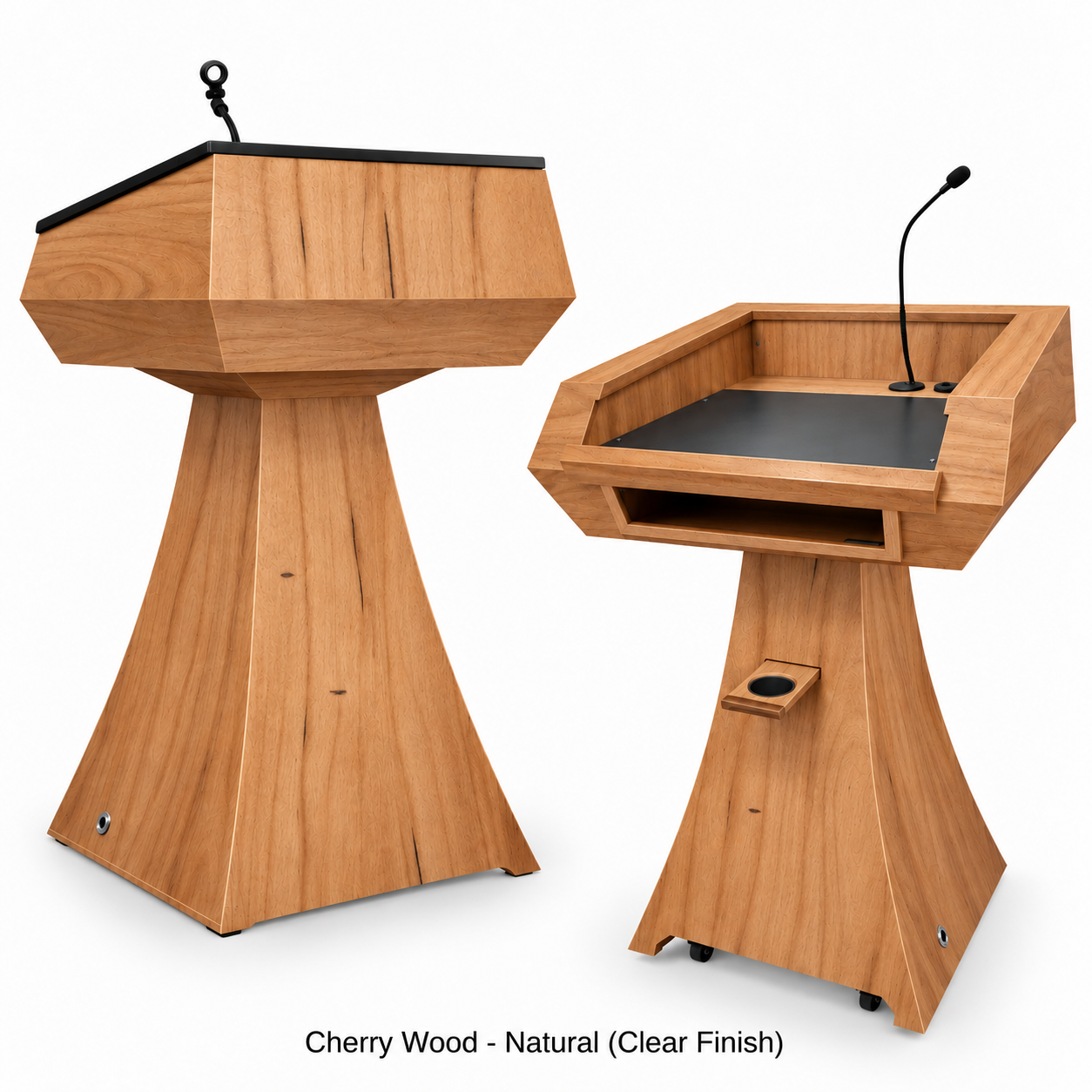 Executive Wood Statesman Slim Modern Curved Wood Podium | STM019-S