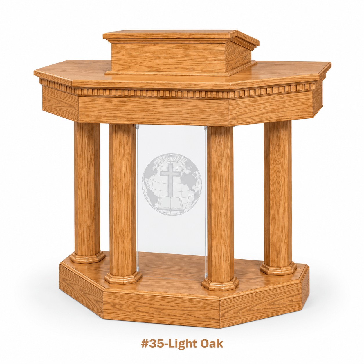 Imperial Woodworks Wood & Acrylic Church Pulpit with Dental Molding 8402-CU