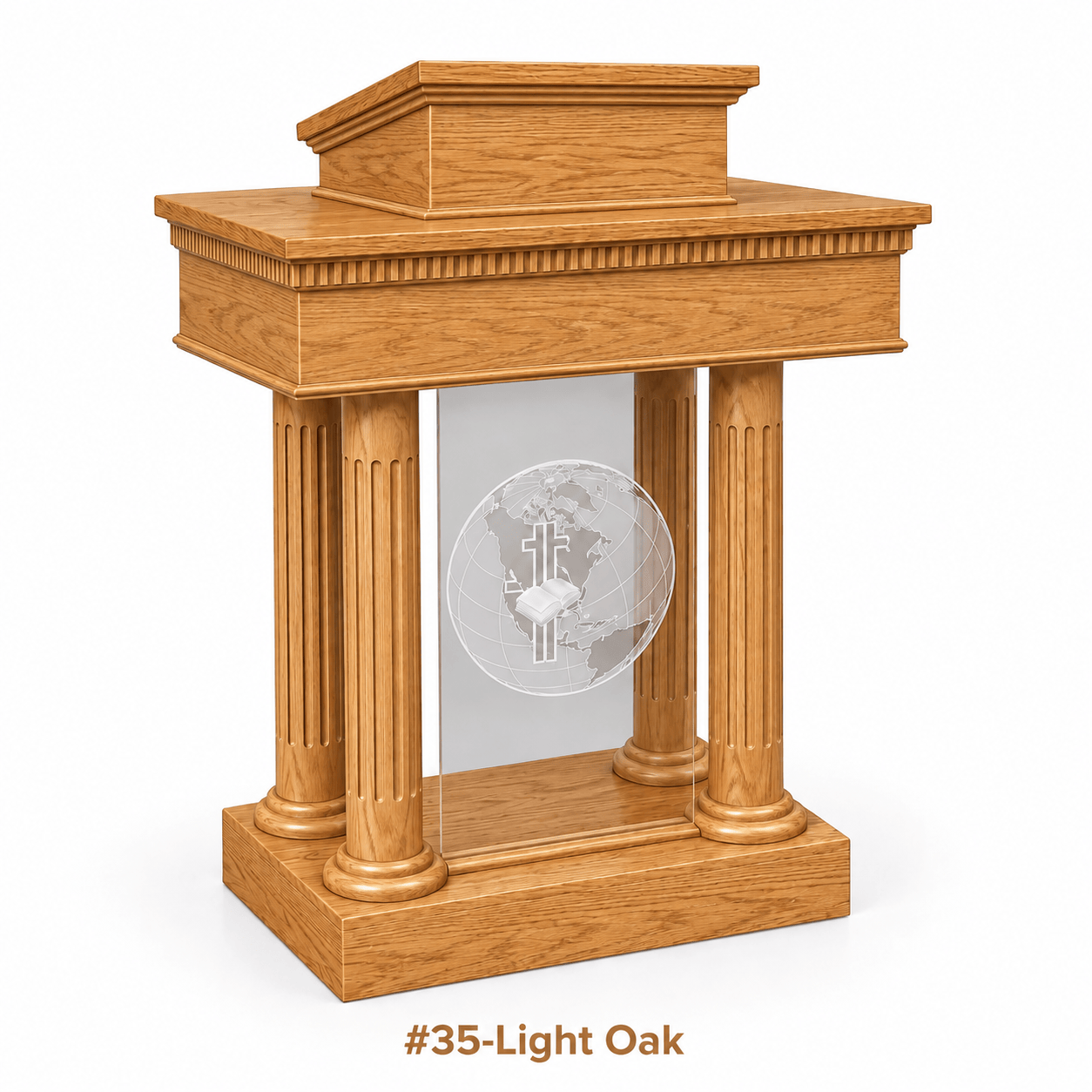 Imperial Woodworks Wood With Acrylic Pulpit Round Column Pedestal 8302-SP