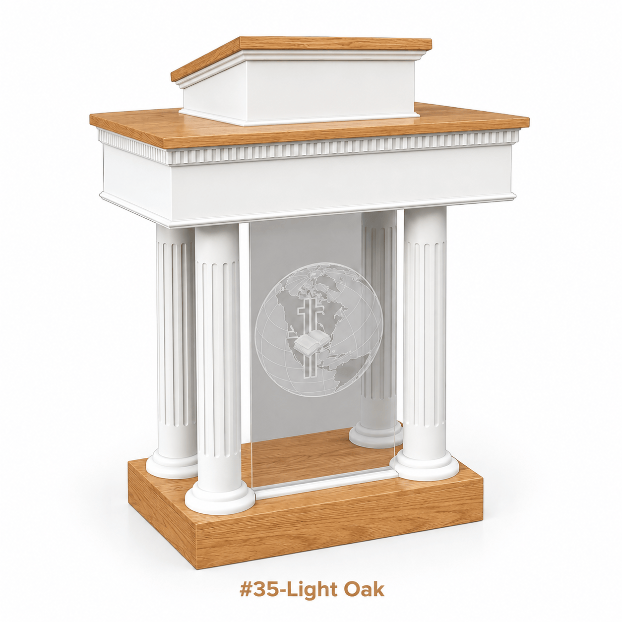 Imperial Woodworks Wood With Acrylic Pulpit Round Column Pedestal 8302-SP