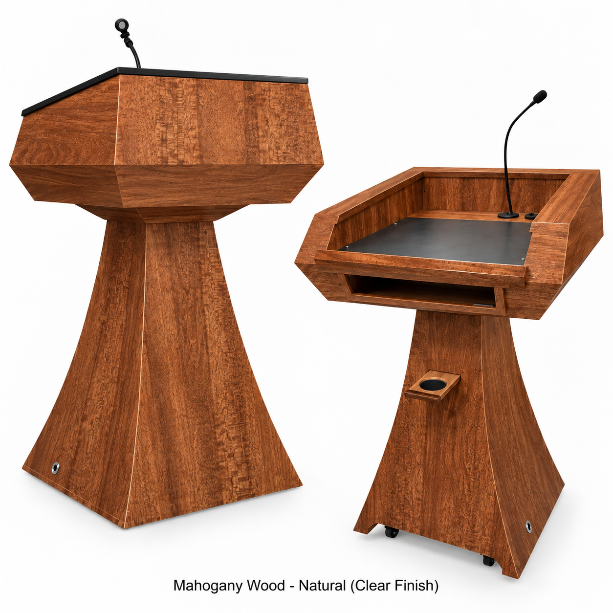 Executive Wood Statesman Slim Modern Curved Wood Podium | STM019-S