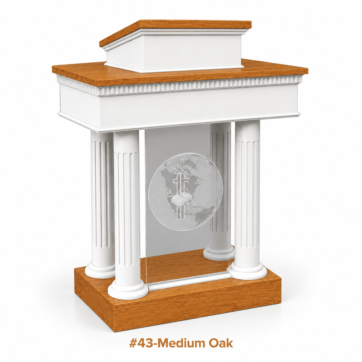 Imperial Woodworks Wood With Acrylic Pulpit Round Column Pedestal 8302-SP