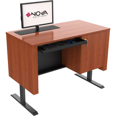 Nova Solutions Height Adjustable AV Lectern With Trolley Monitor lifted up