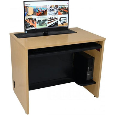 Nova Solutions Single Training Desk With Trolley Monitor. up