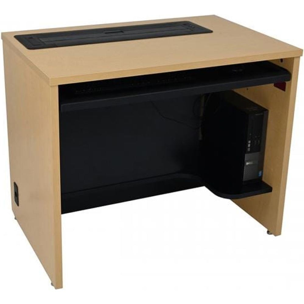 Single Use Trolley Monitor Desk with computer lowered