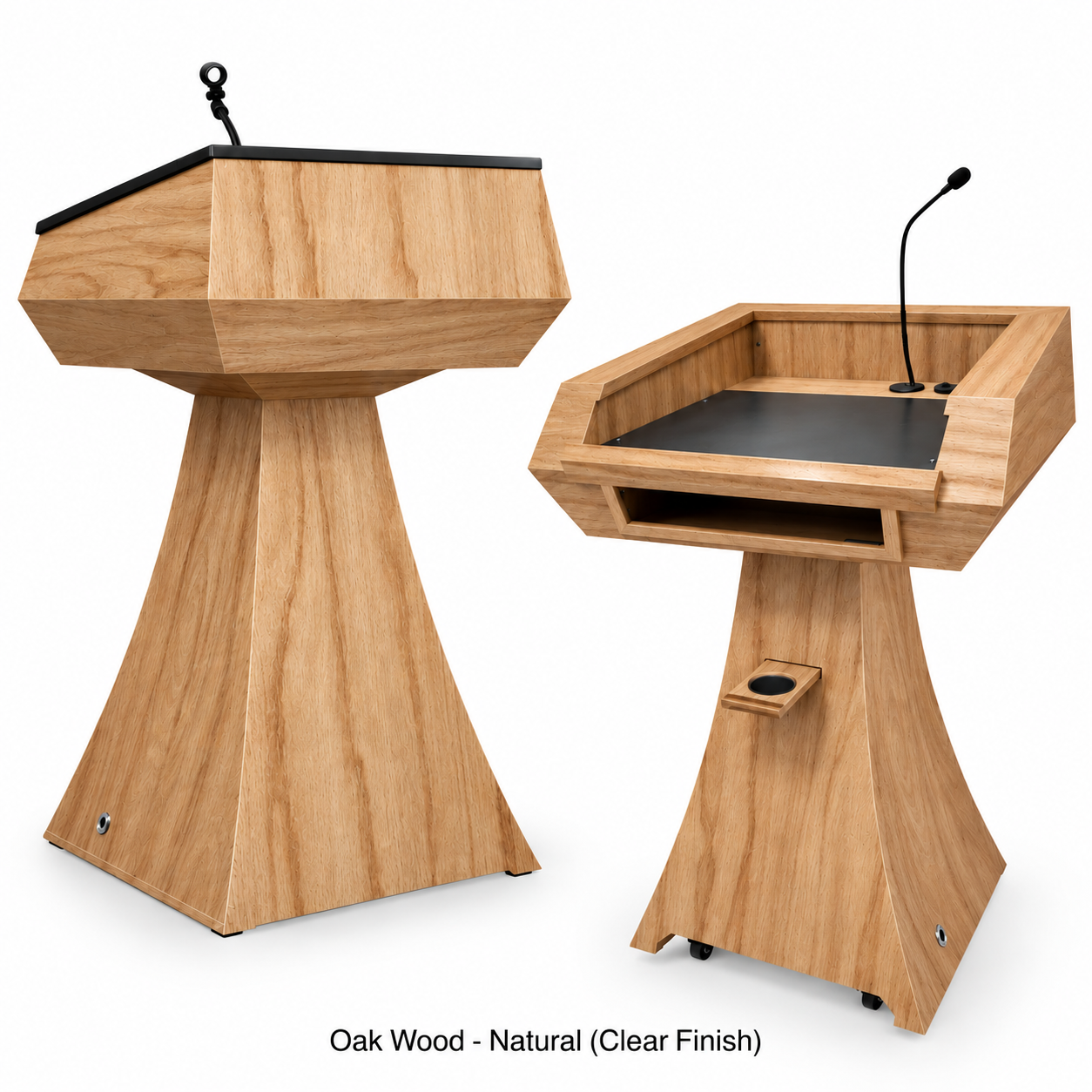 Executive Wood Statesman Slim Modern Curved Wood Podium | STM019-S
