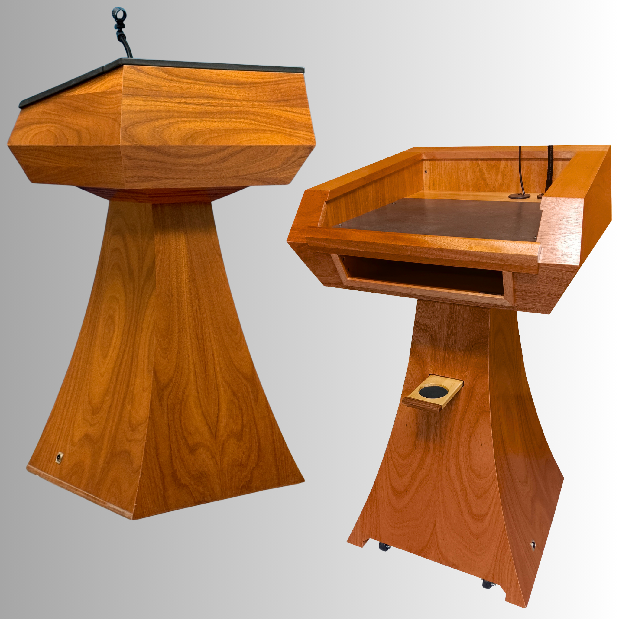 Executive Wood Statesman Slim Modern Curved Wood Podium | STM019-S