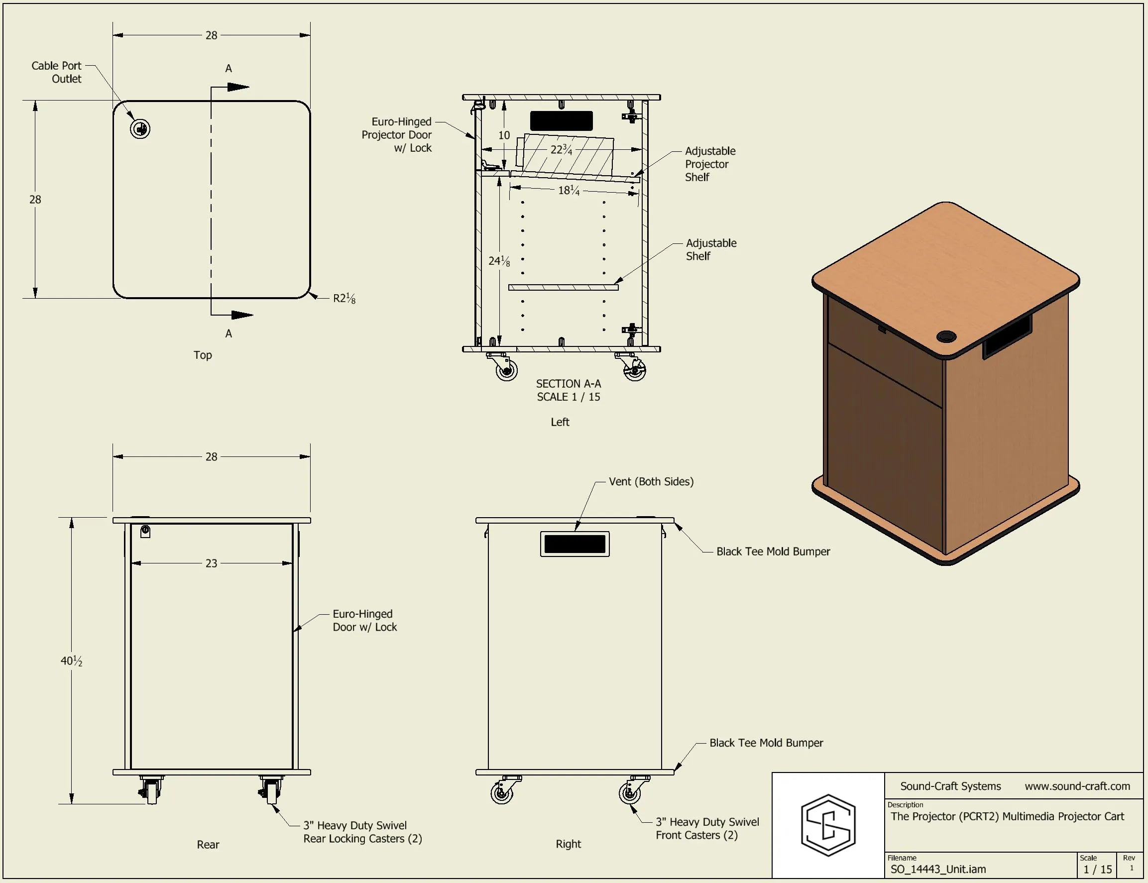 Sound-Craft The Projector Mobile Lockable AV Storage - PCRT2