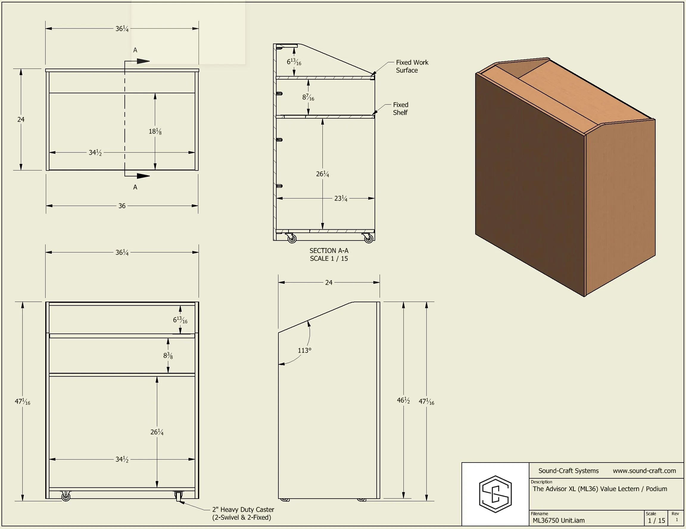 Sound-Craft The Advisor XL Customizable Hardwood Lectern - ML36