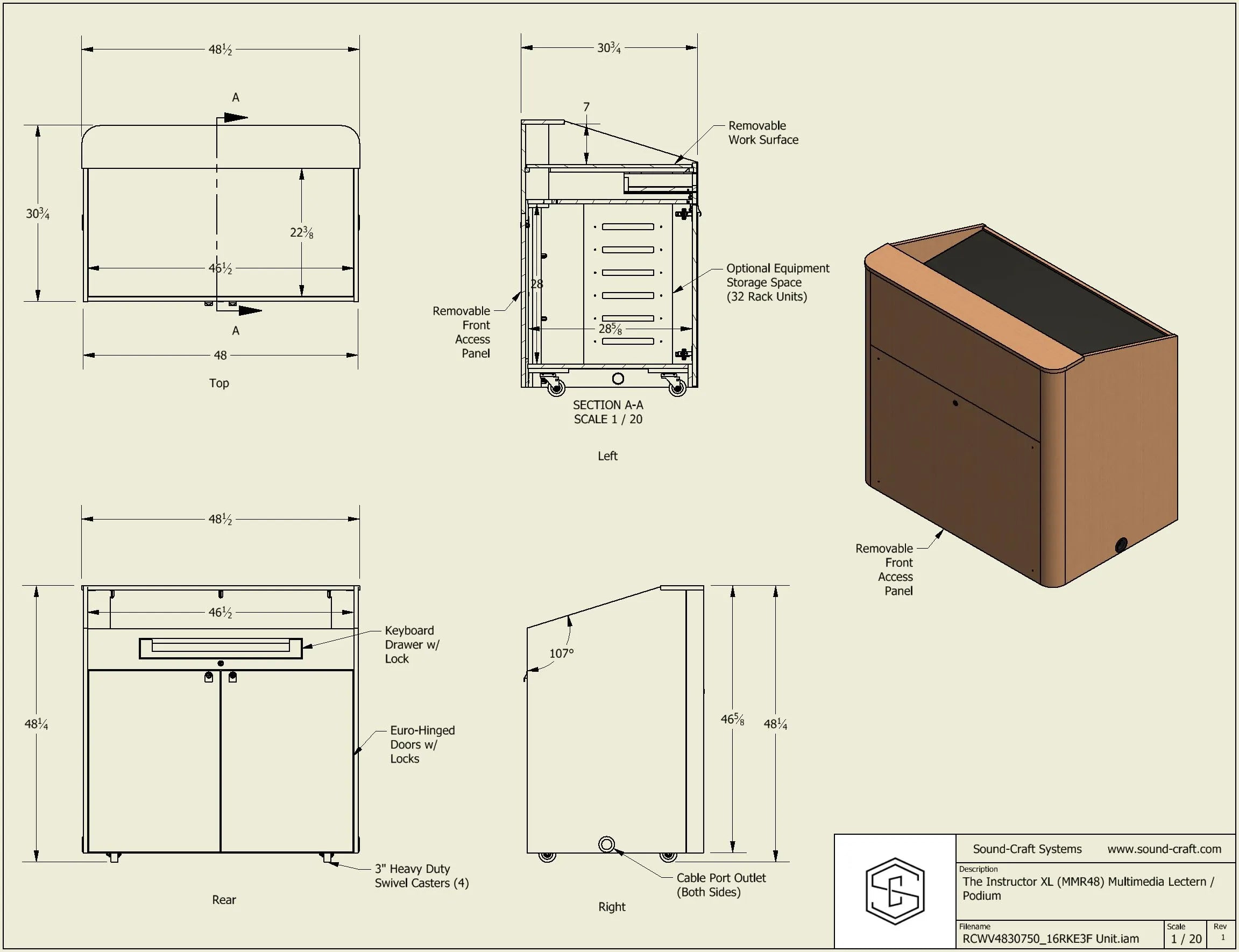 Sound-Craft The Instructor XL Multimedia Lectern - MMR48