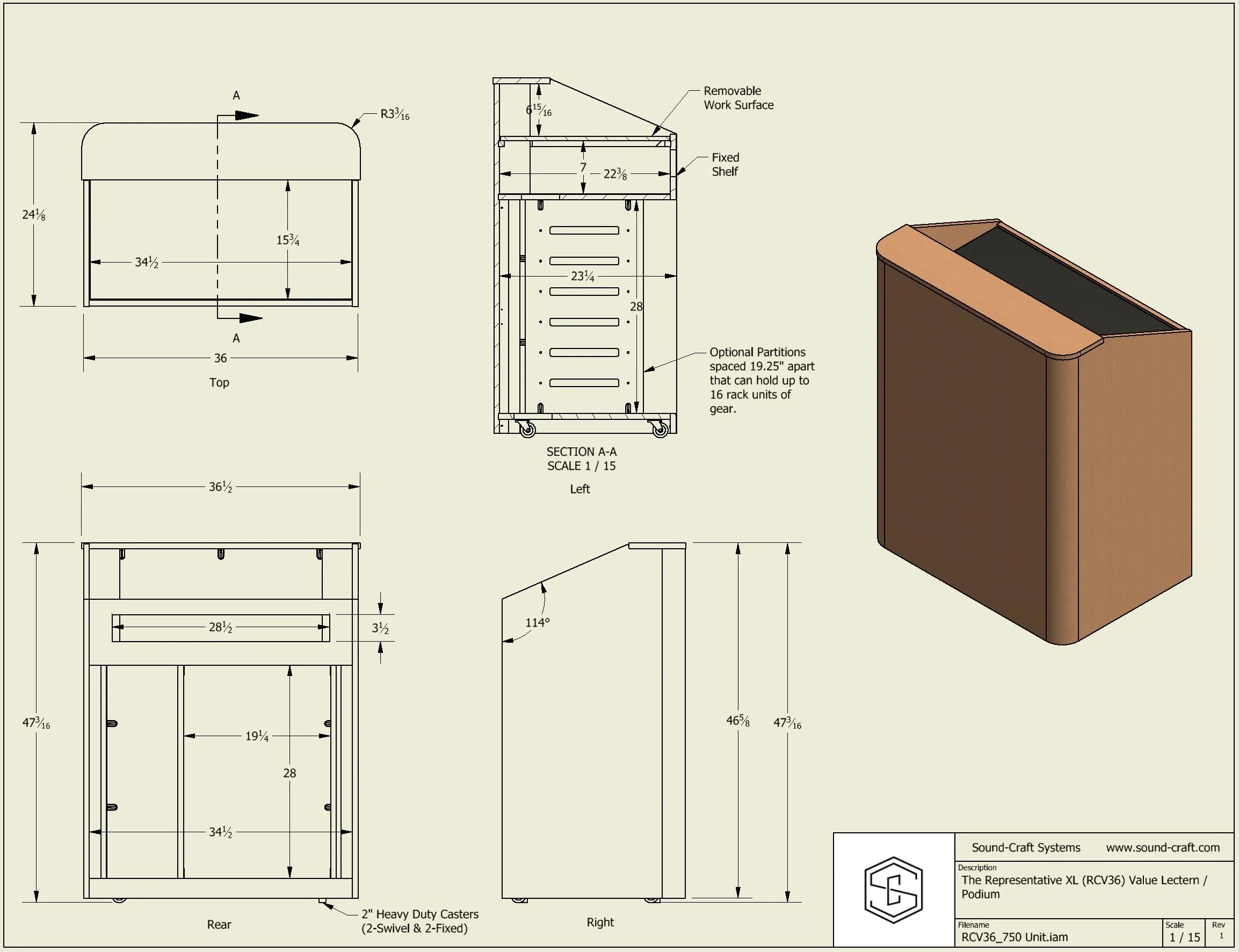 Sound-Craft The Representative XL Wood Veneer Multimedia Lectern - RCV36