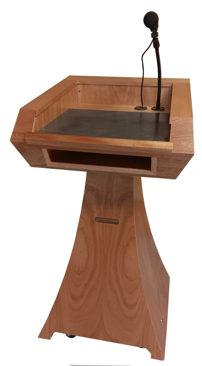 Executive Wood Statesman Slim Modern Curved Wood Podium | STM019-S