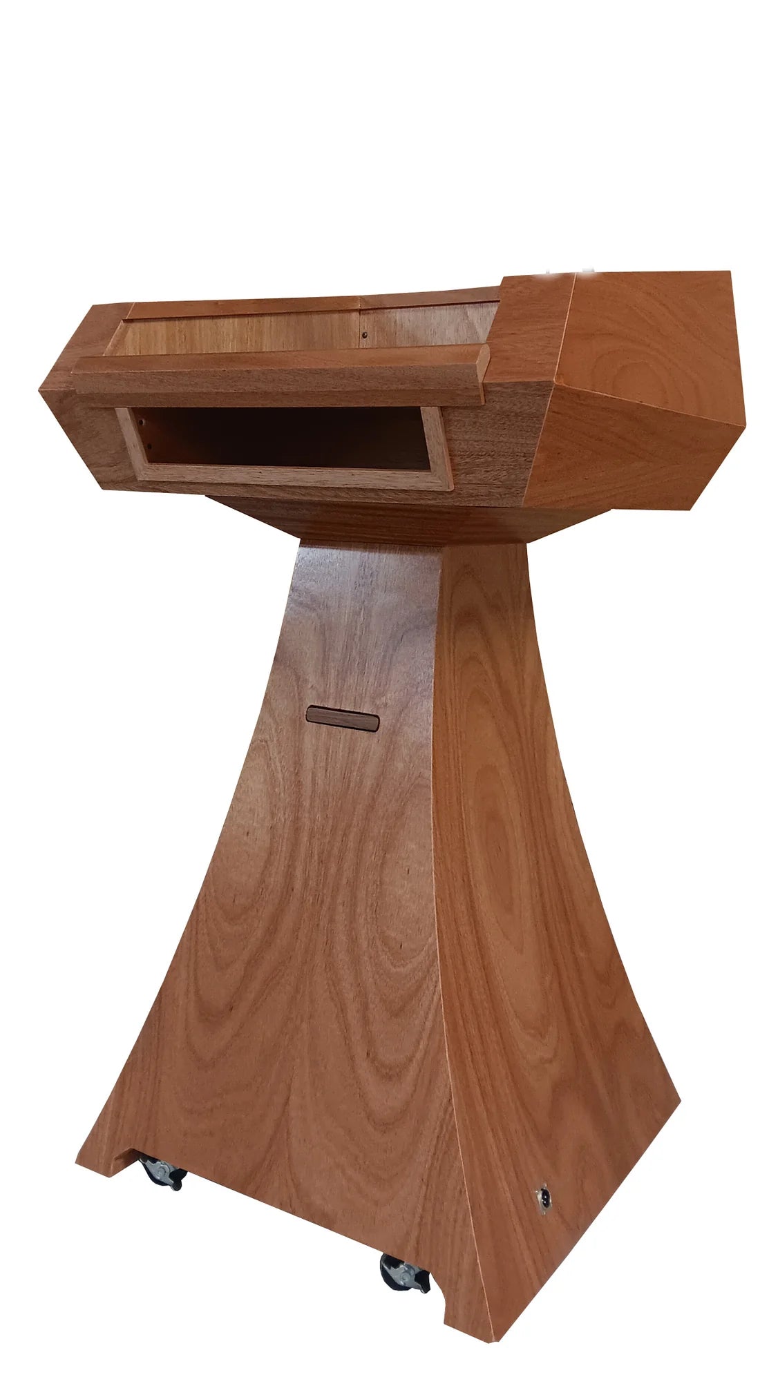 Executive Wood Statesman Slim Modern Curved Wood Podium | STM019-S
