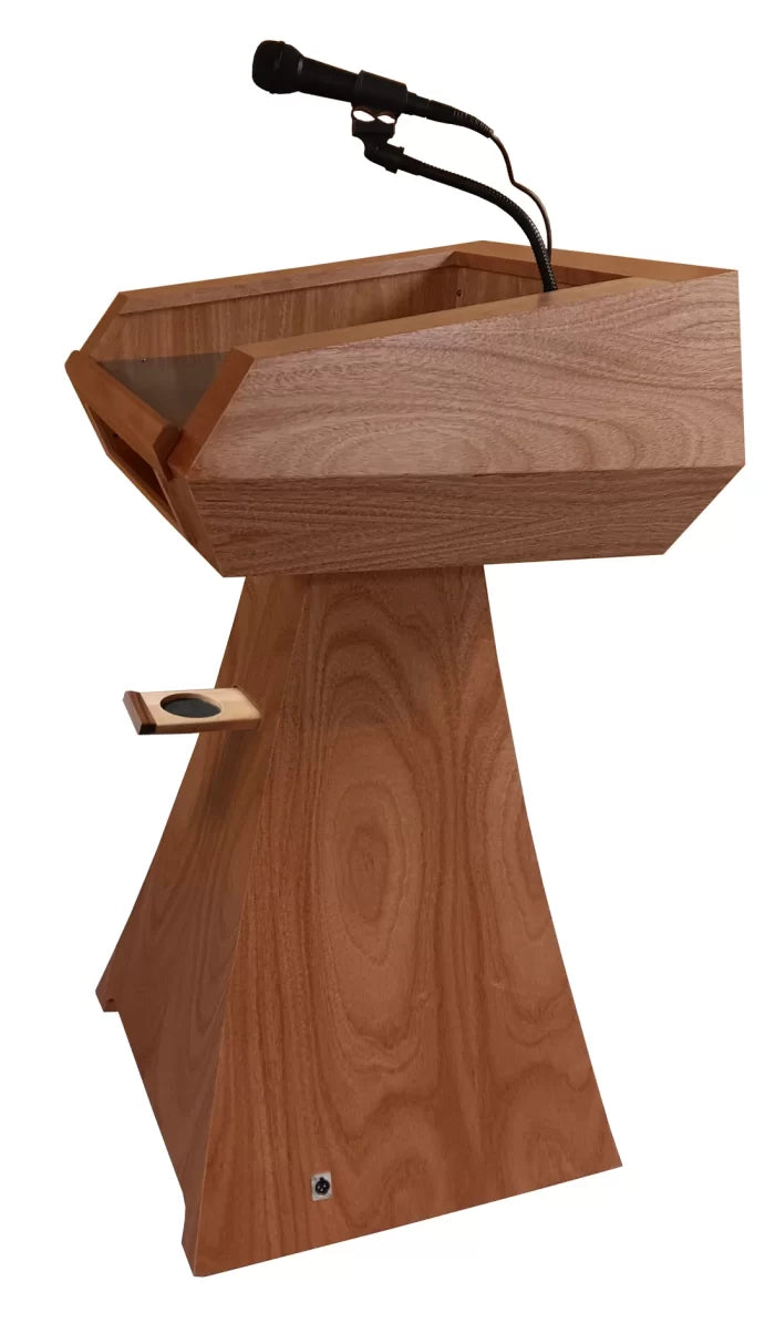 Executive Wood Statesman Slim Modern Curved Wood Podium | STM019-S
