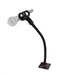 Microphone with a black gooseneck stand on a white background