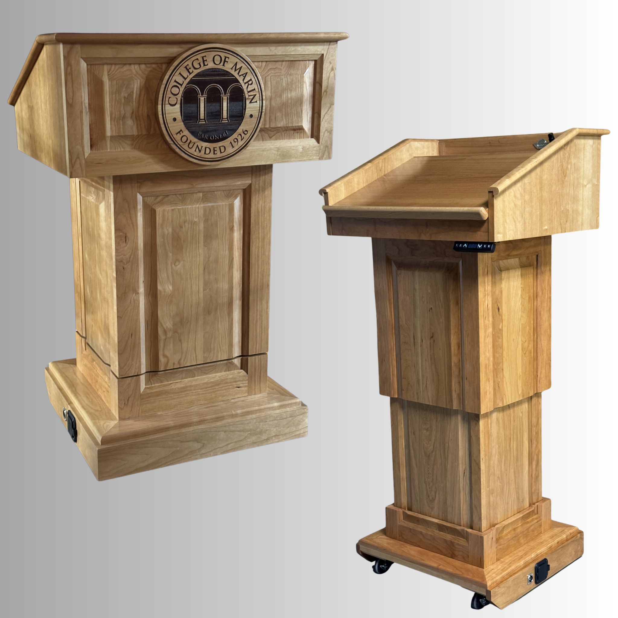 Executive Wood Counselor Lift Adjustable Height Lectern - CLR235-LIFT