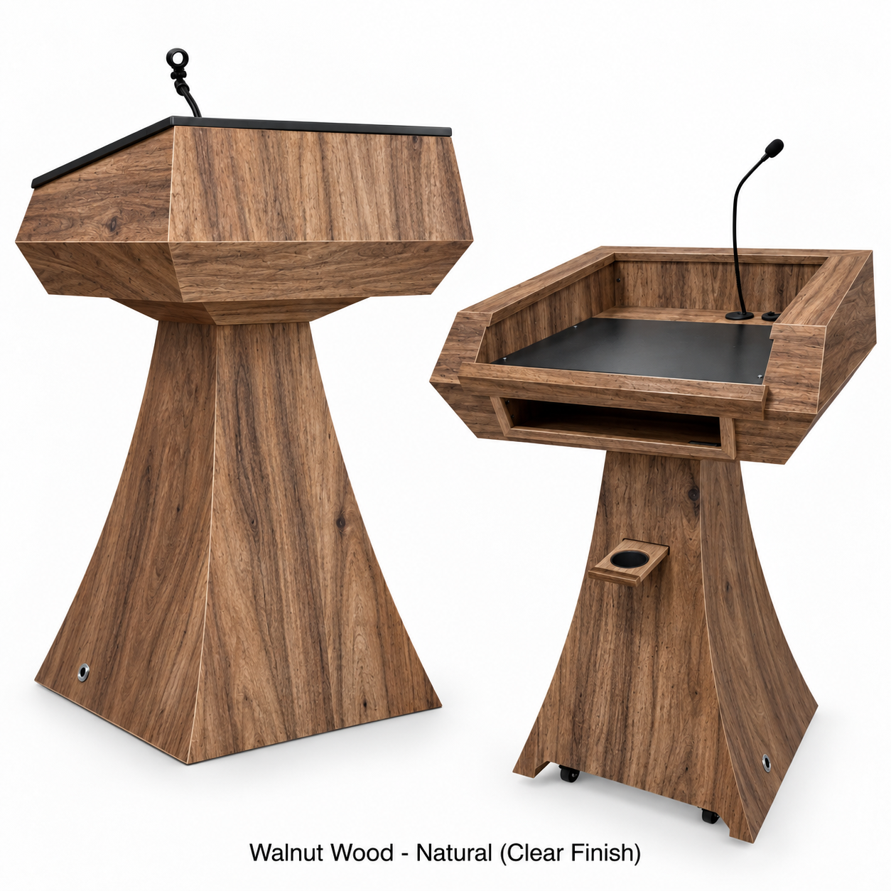 Executive Wood Statesman Slim Modern Curved Wood Podium | STM019-S