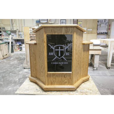 Wood Winged Pulpit With Tinted logo