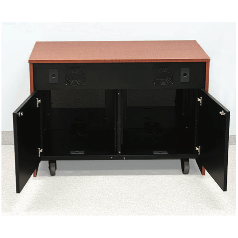 avfi cr2000ex credenza with the rear doors opened