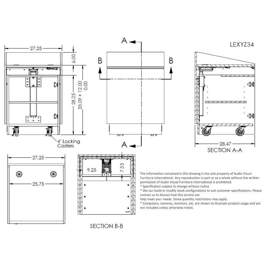 avfi lexyz34 height adjustable multimedia lectern dimensions