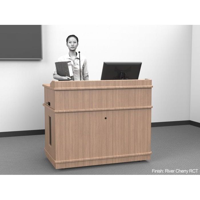 woman standing behind avfi teacher podium ipvp7