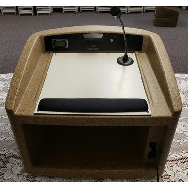 tabletop lectern with microphone presenter view