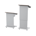 adjustable height podiums stand lowered and raised