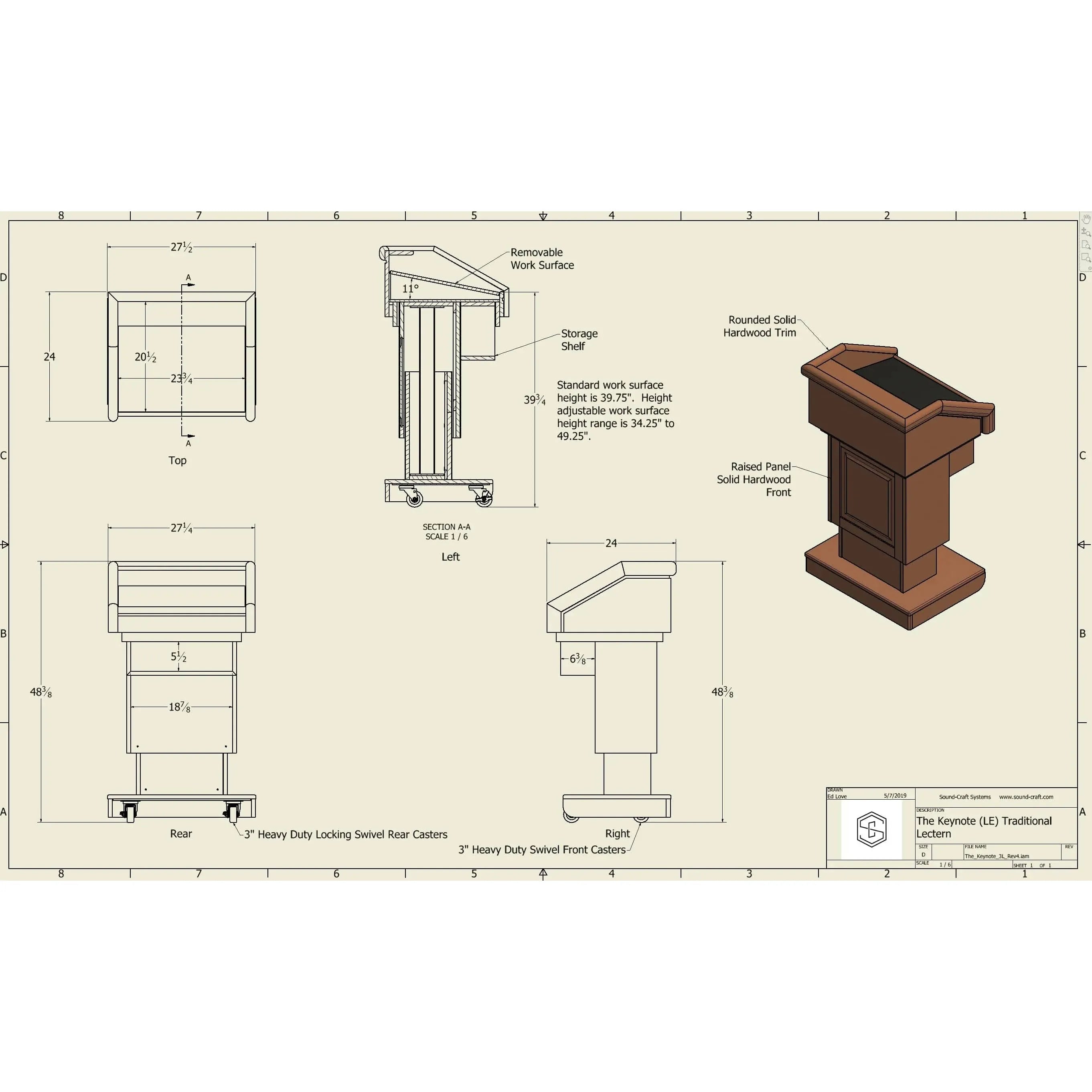 keynote height adjustable podium plans