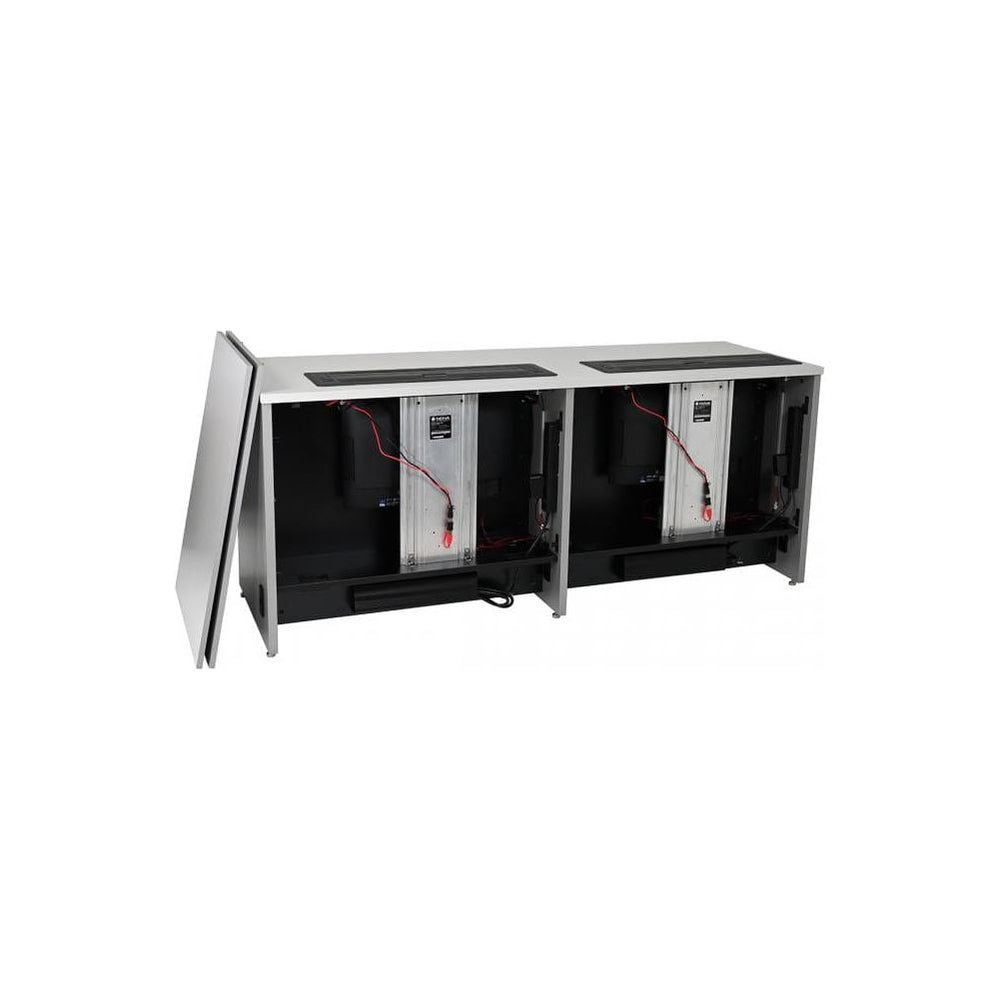 trolley monitor lift desks with panels removed