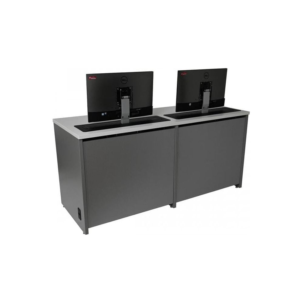 the back side of nova trolley monitor lift desk 