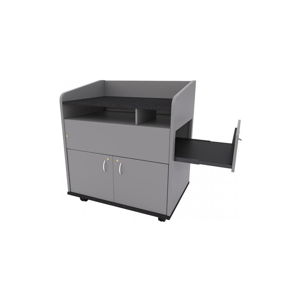 nova solutions privacy side lectern with shelf pulled out