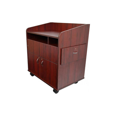 nova solutions privacy side lectern with pullout shelf back view